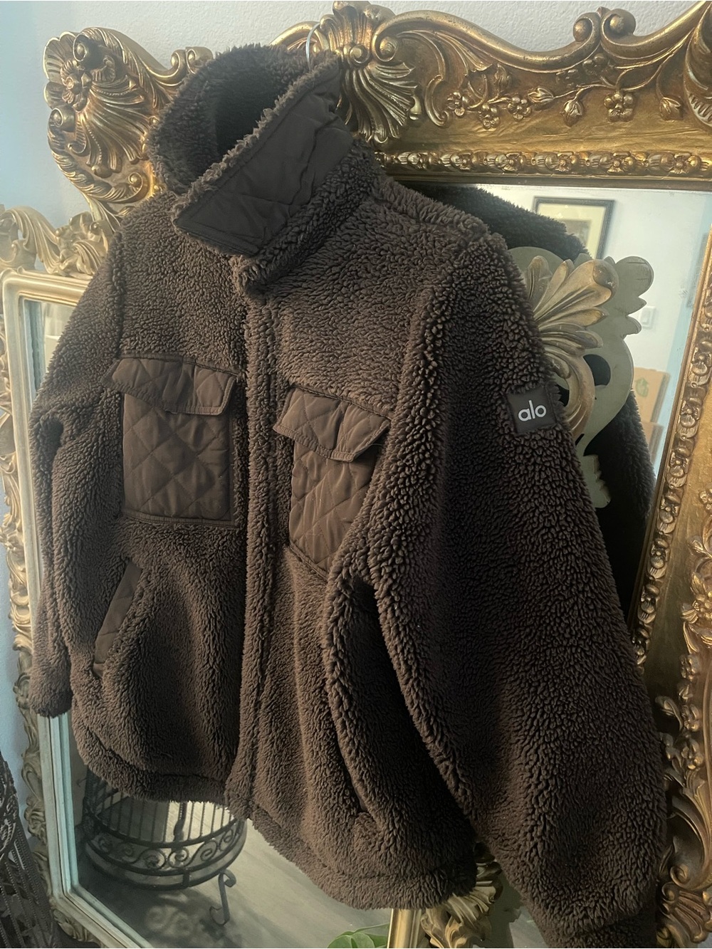 Alo Yoga Espresso Sherpa Edge Shacket Oversize  Size XS - Picture 2 of 8